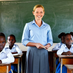 Education**

"A volunteer teacher, fully clothed, leading an interactive English lesson with Tanzanian children in a rural school classroom, appropriate attire, safe for work, perfect anatomy, correct proportions, well-formed hands, professional setting, family-friendly"

**