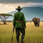 탄자니아 야생동물 보호 정책 - **Prompt:** A powerful and poignant image depicting the dedicated efforts of wildlife rangers in Tan...